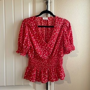 Red Floral Print Blouse